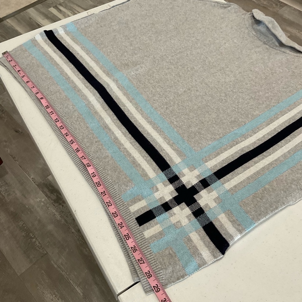 Talbots Sabrina Knit Sweater Poncho Grey, Blue & White Stripes Women’s XS/S - Picture 8 of 10
